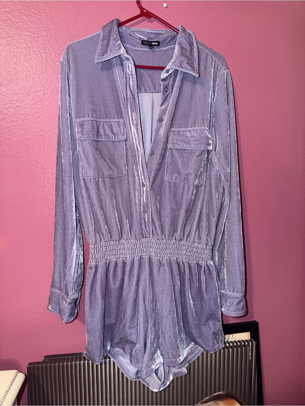 Fashion Nova Lavender Velvet Romper